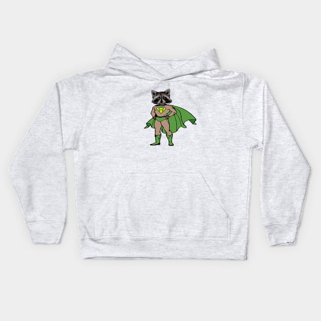 Super Raccoon Kids Hoodie by sketchpets